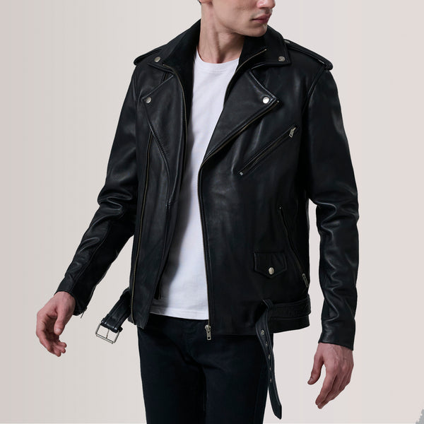 Kole Black Leather Double Rider Jacket For Men -The Jacket Maker Chile