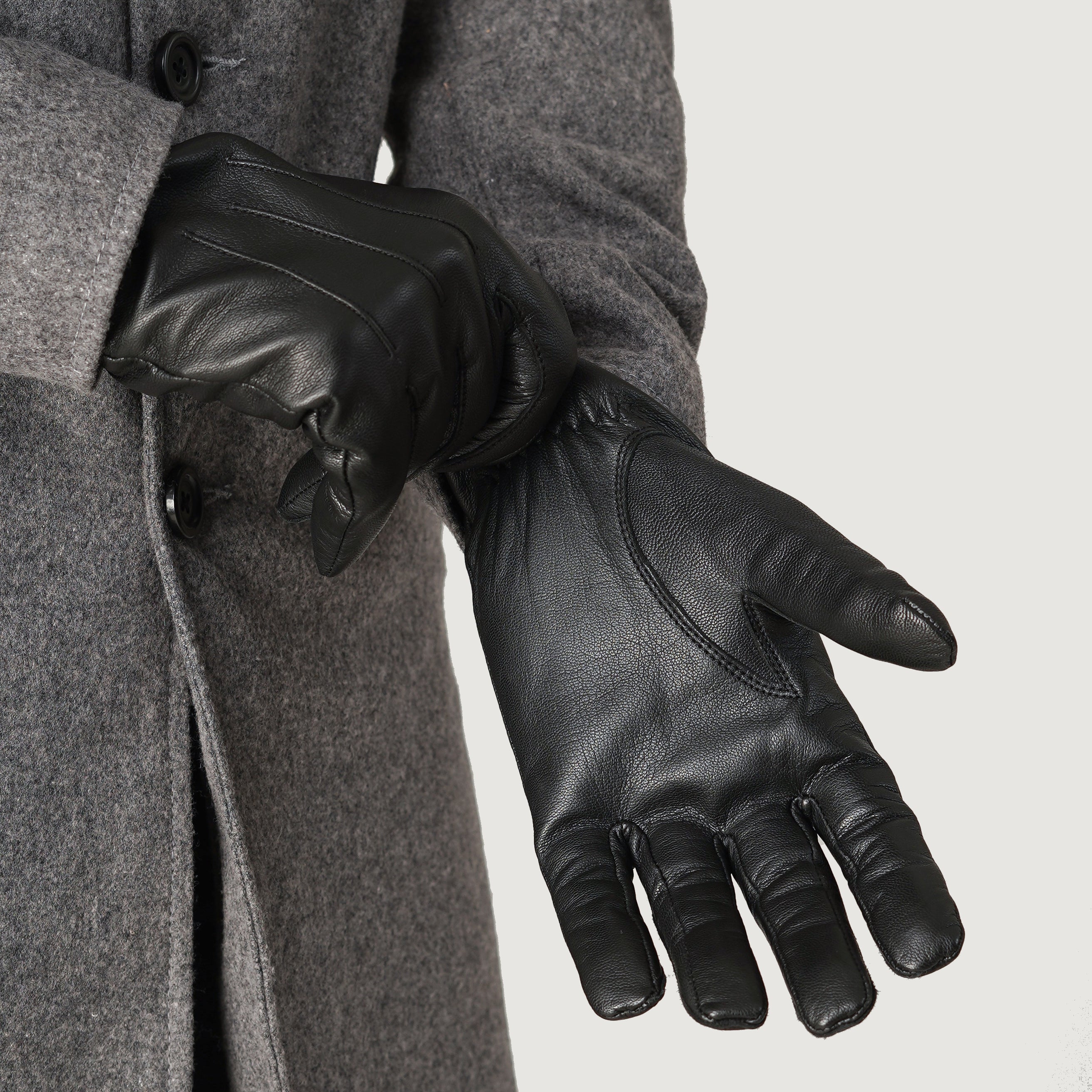 black leather dress gloves mens Men's Black Leather Driving Gloves
